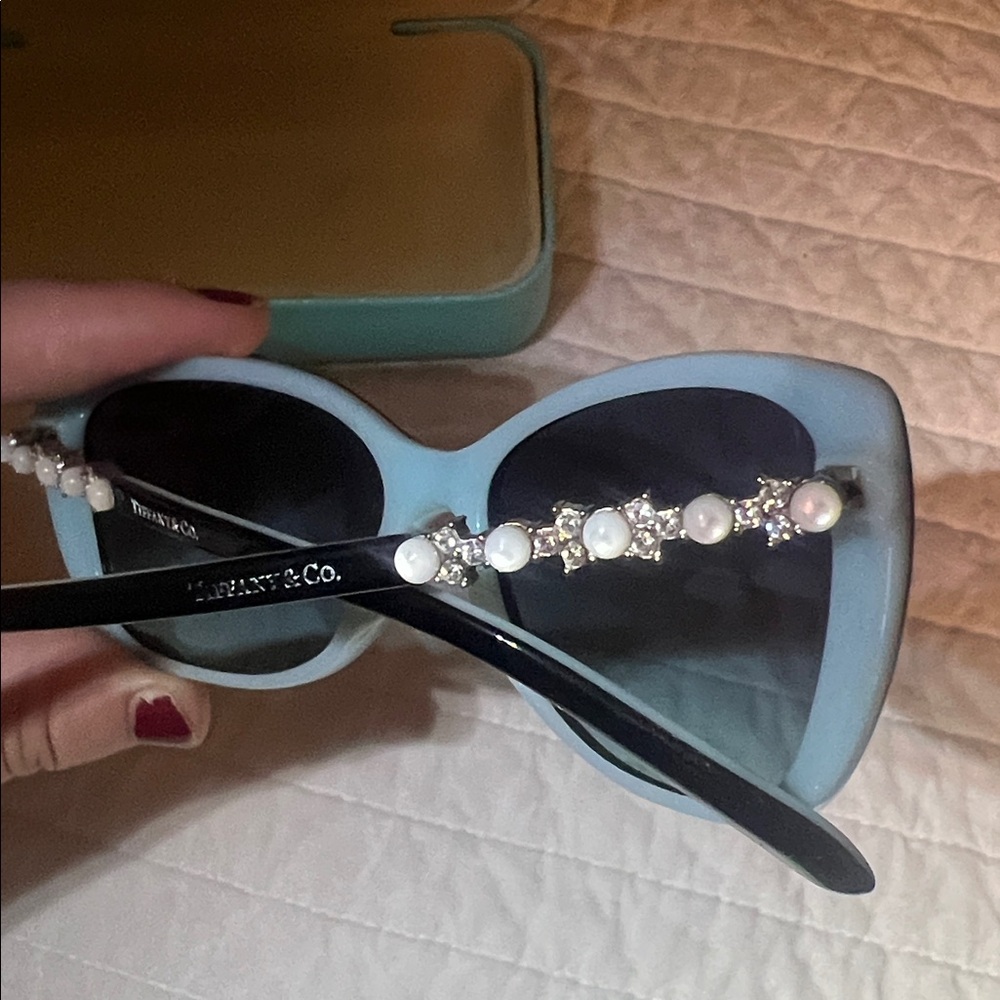 Tiffany & Co. Black Sunglasses with Pearl and diamond details